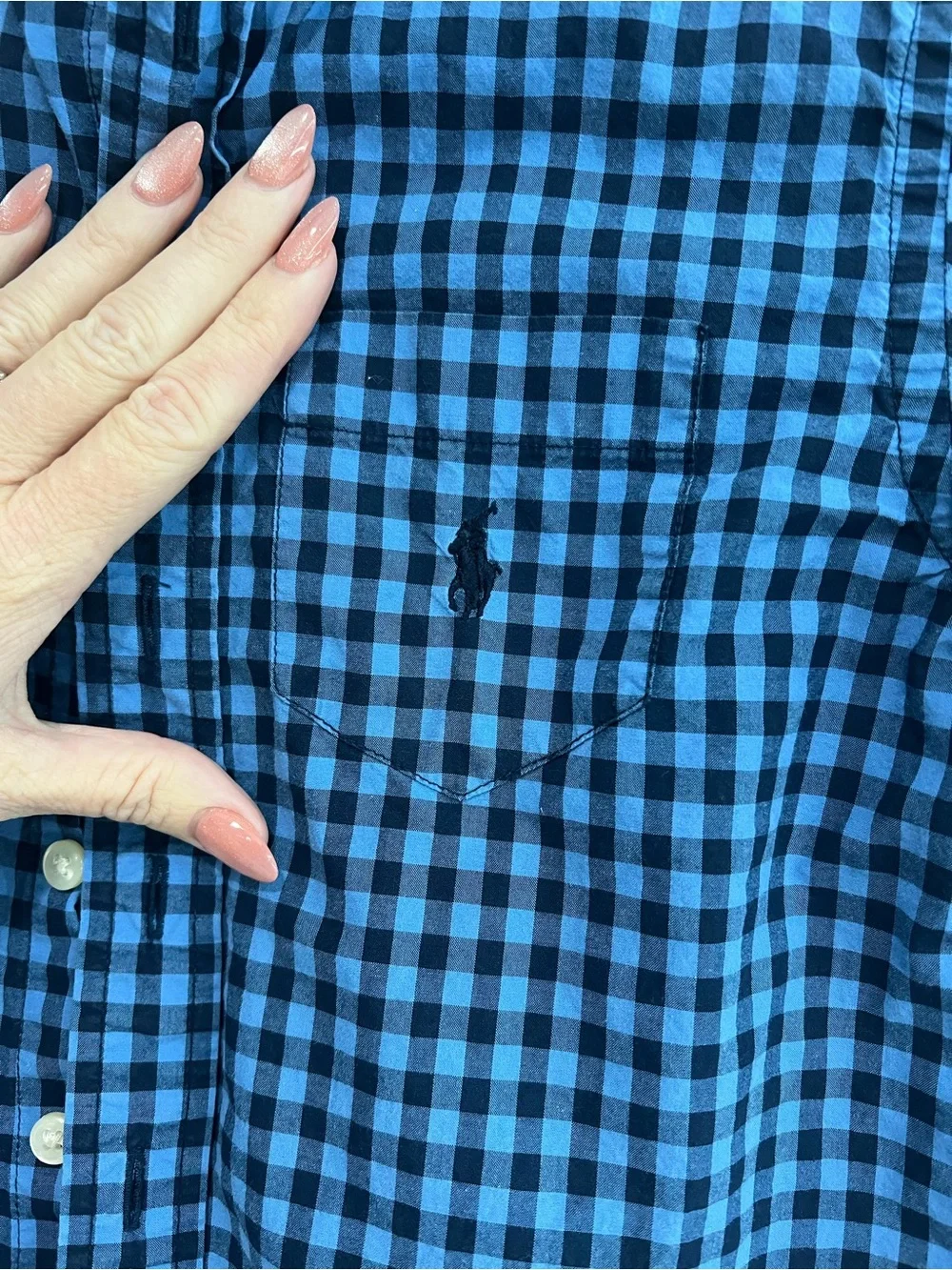 Ralph Lauren Blue and Black Gingham Button-Down Shirt